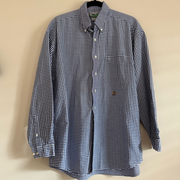 Vintage 90s Siegfried Classic Blue Checkered Long Sleeve Button Up Cotton Shirt - Picture 1 of 8
